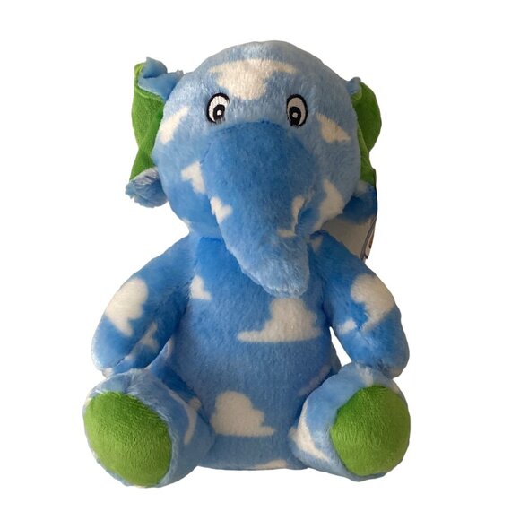 World Plush Inc Elephant Green Ears Feet Blue White Clouds Claw Machine Prize - Picture 1 of 9